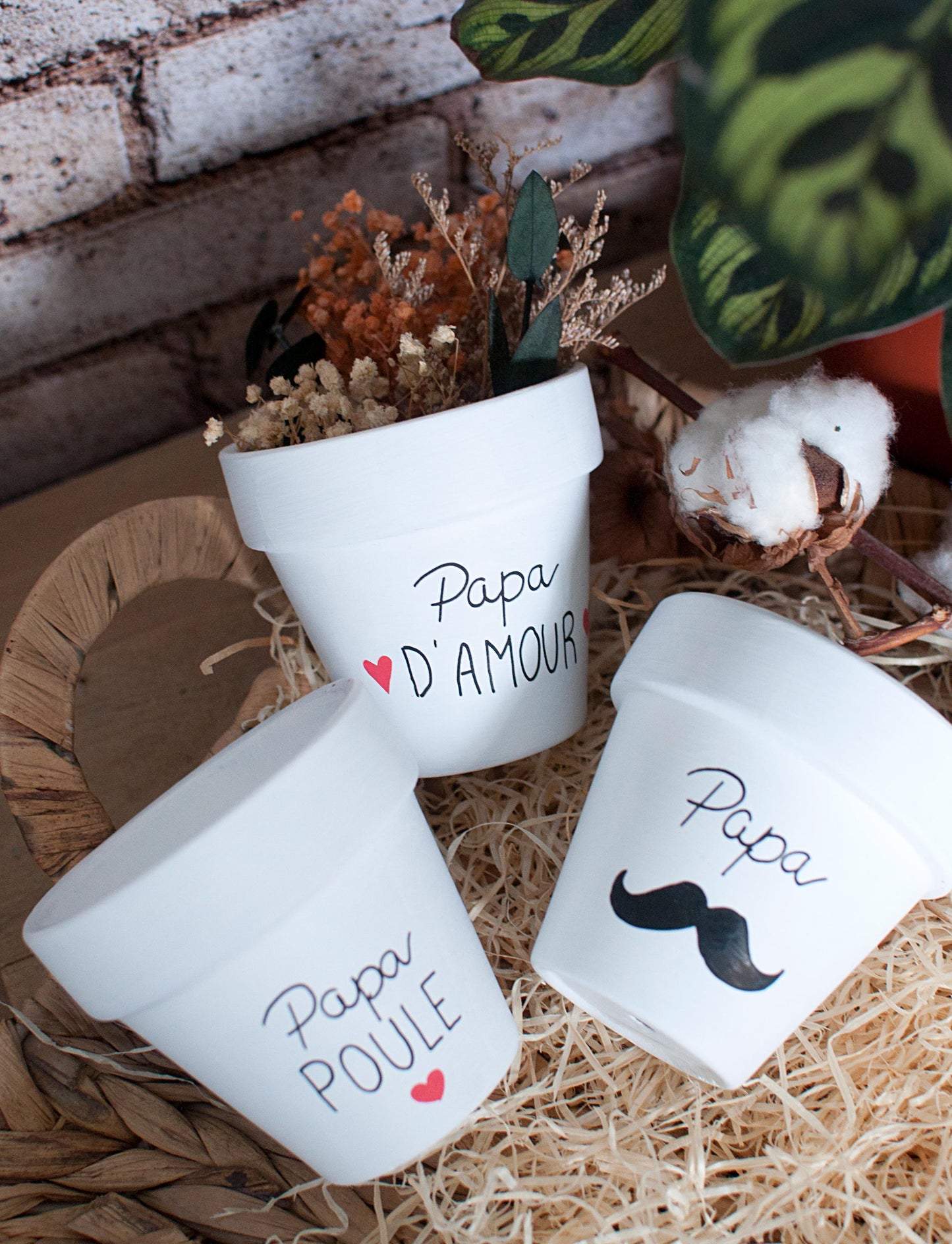 Pot de fleurs / cache pot en terre cuite : Papa d'amour