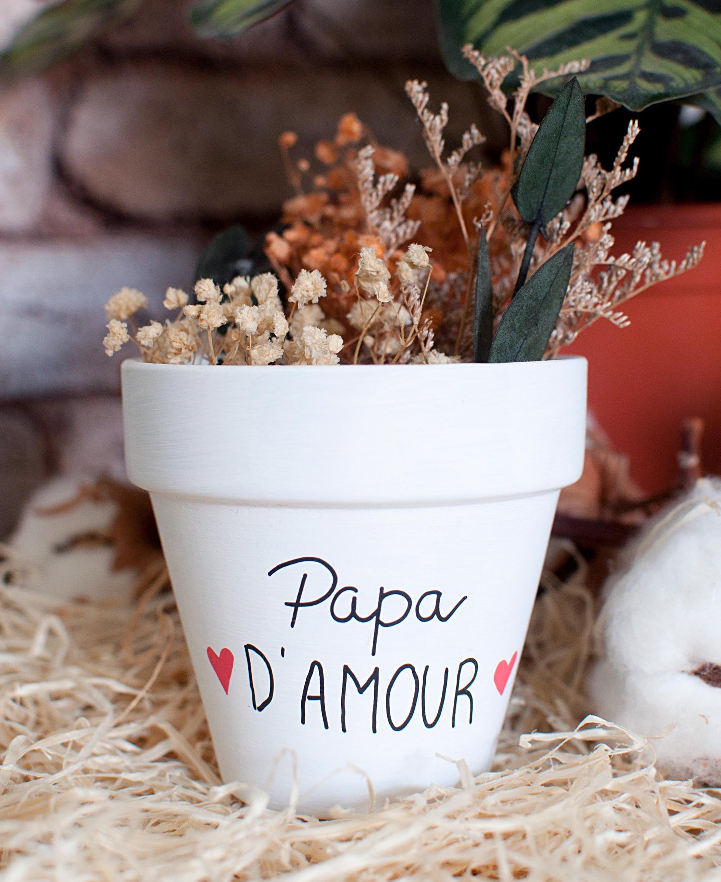 Pot de fleurs / cache pot en terre cuite : Papa d'amour