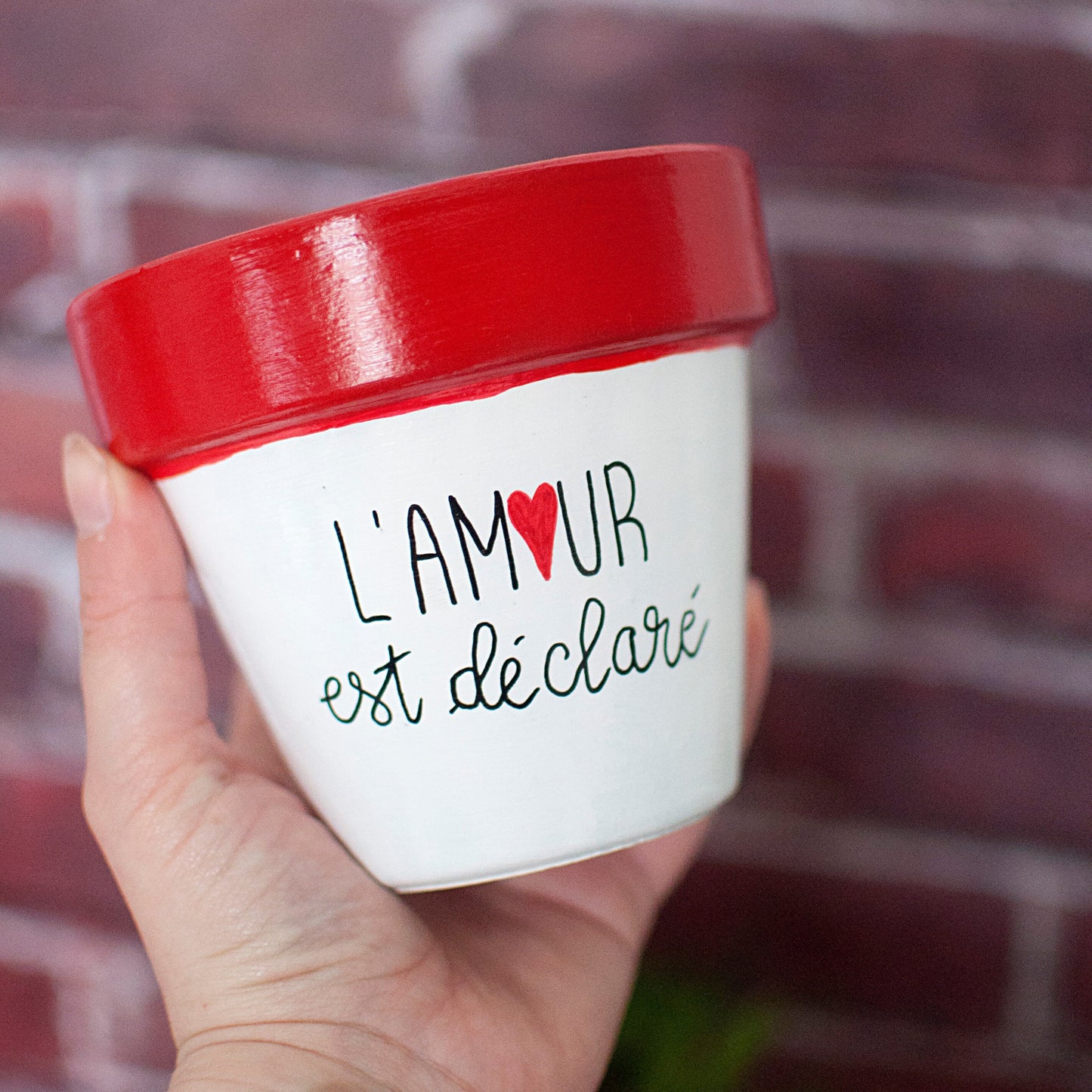 Cache pot / Pot en terre cuite : L'amour est déclaré