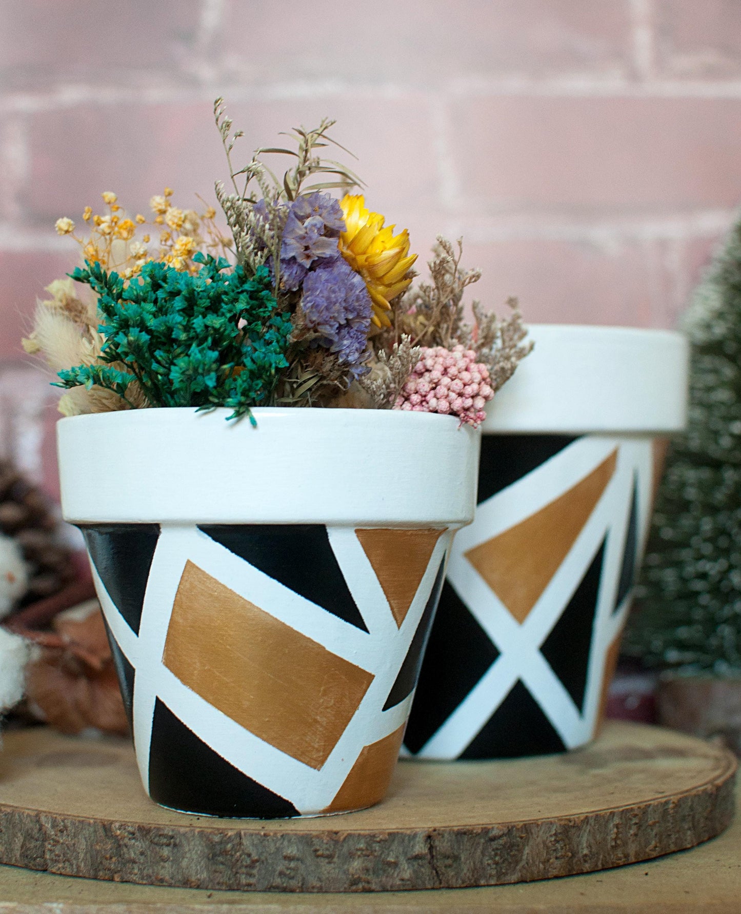 Pot de fleur en terre cuite : Black Gold/Silver