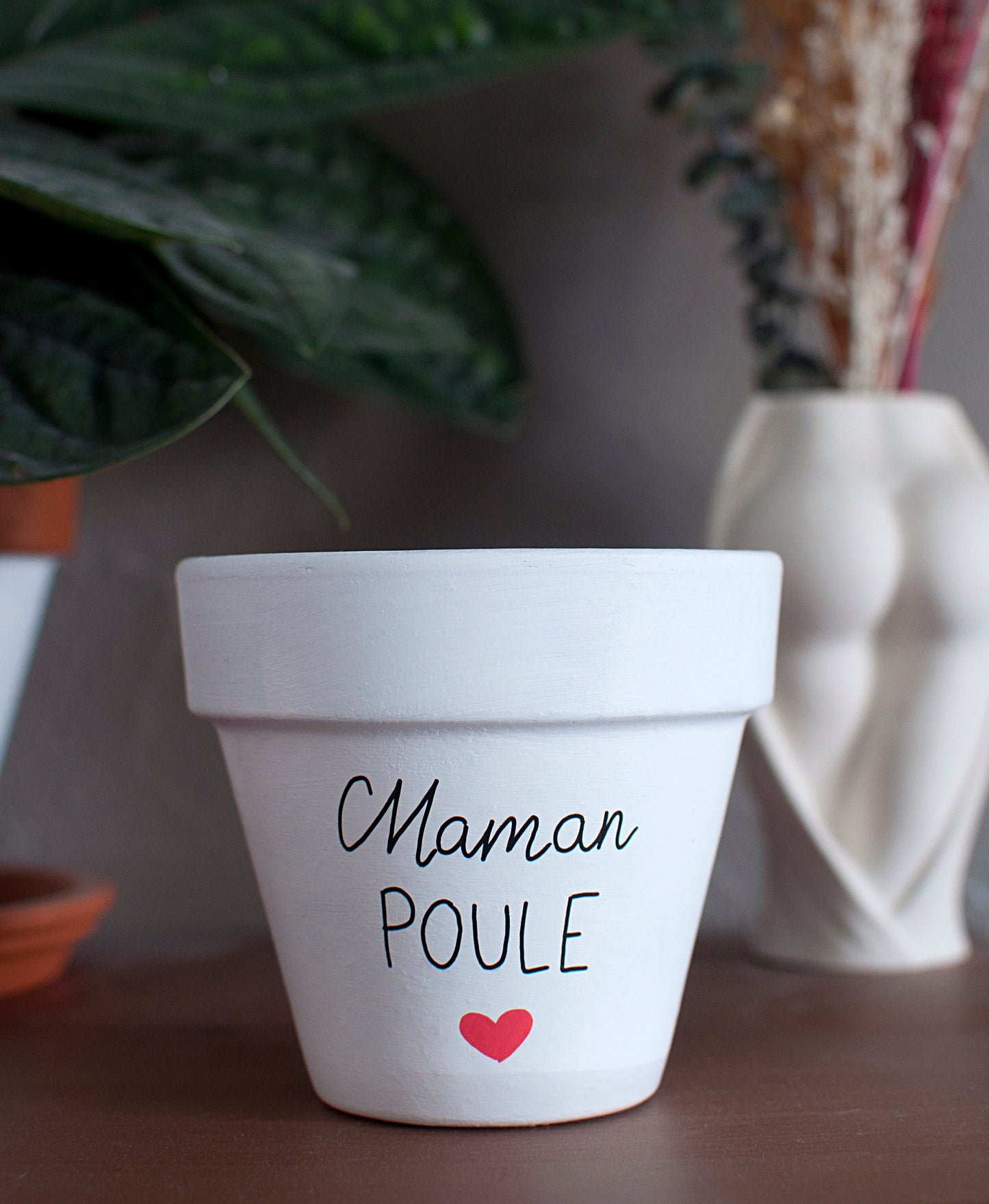 Pot de fleurs / cache pot en terre cuite : Maman poule