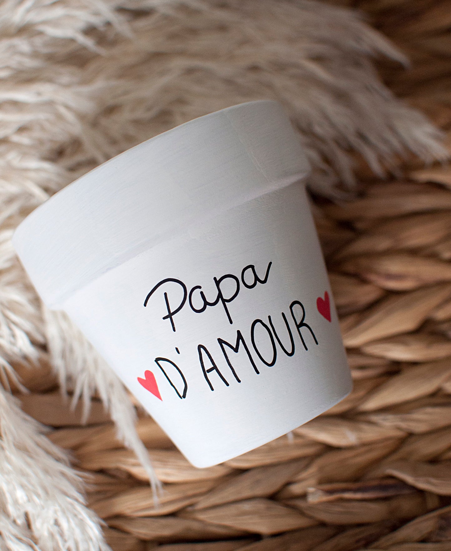 Pot de fleurs / cache pot en terre cuite : Papa d'amour