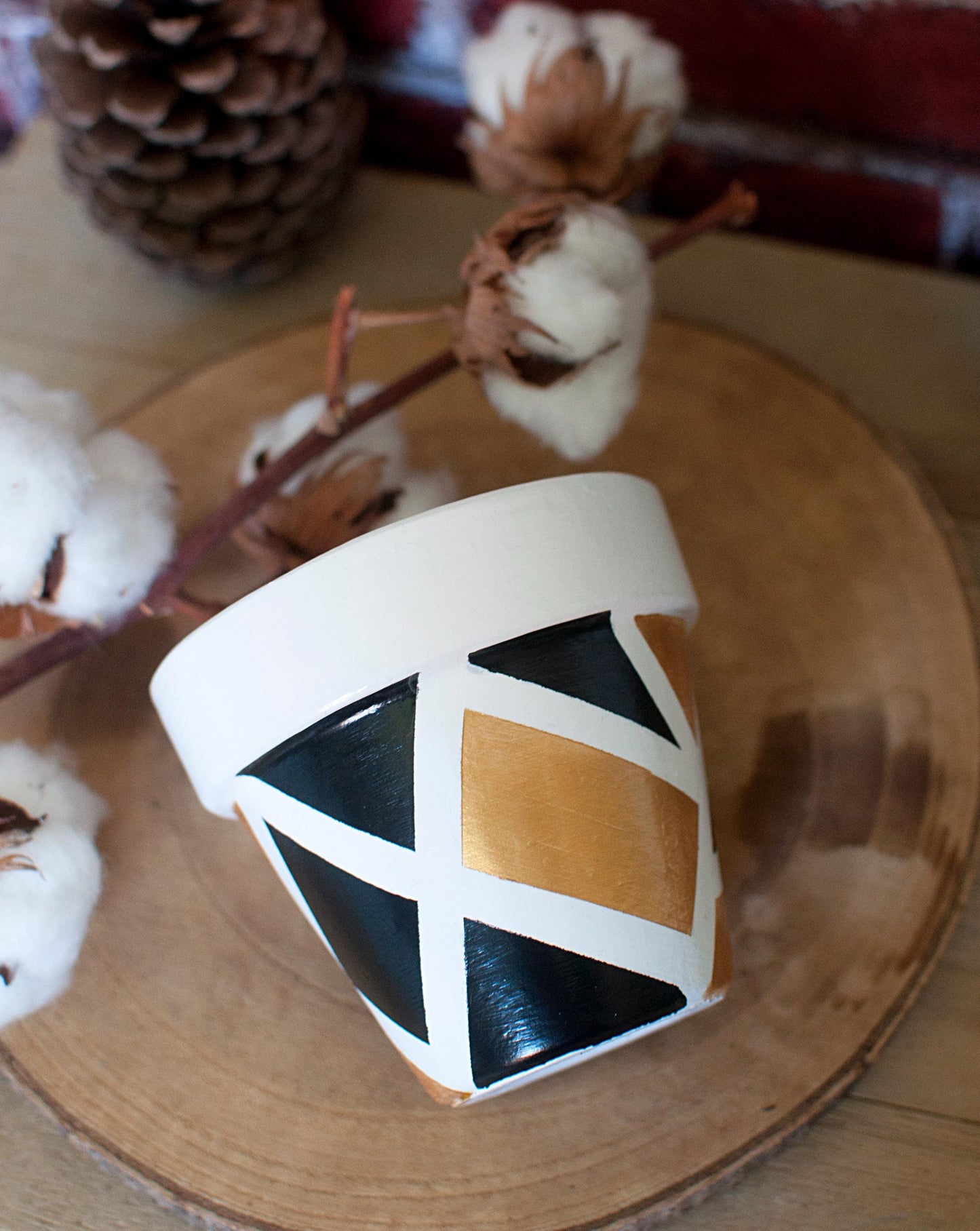 Pot de fleur en terre cuite : Black Gold/Silver