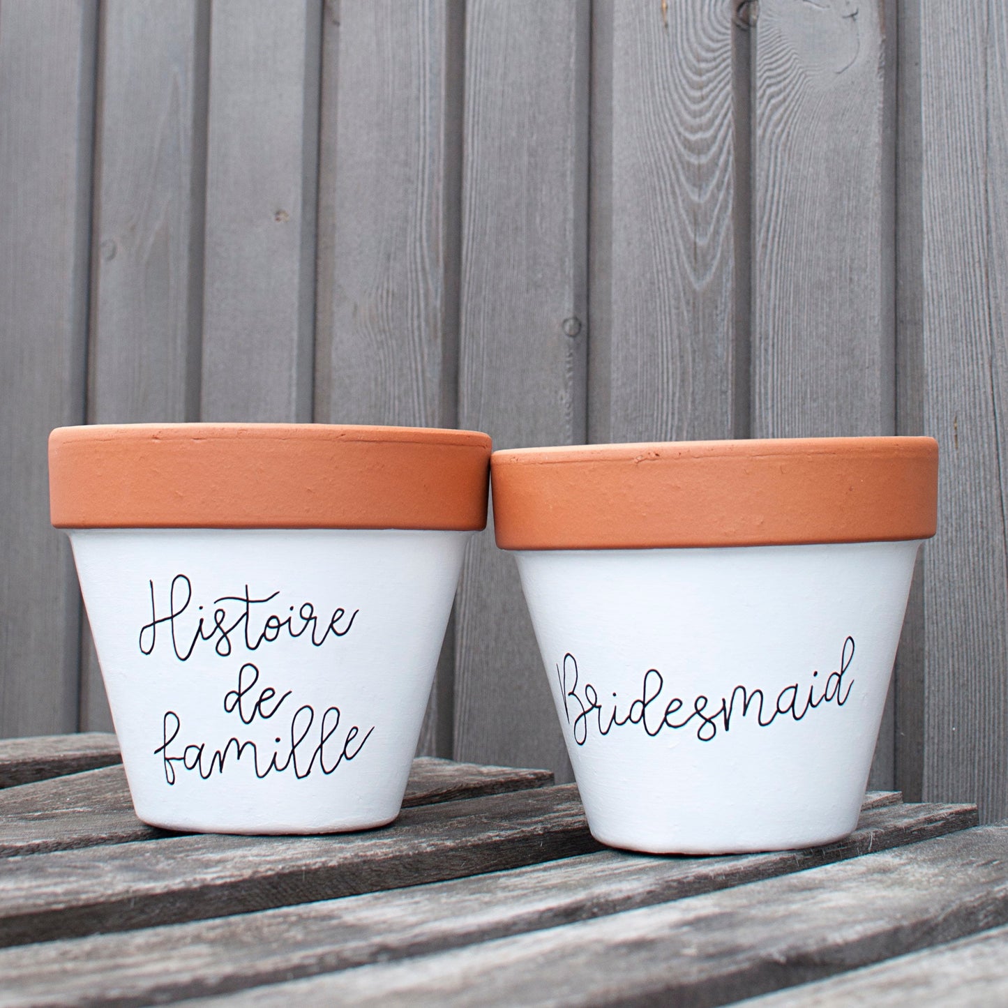 Cache pot /Pot de fleurs en terre cuite personnalisé : prénom/texte