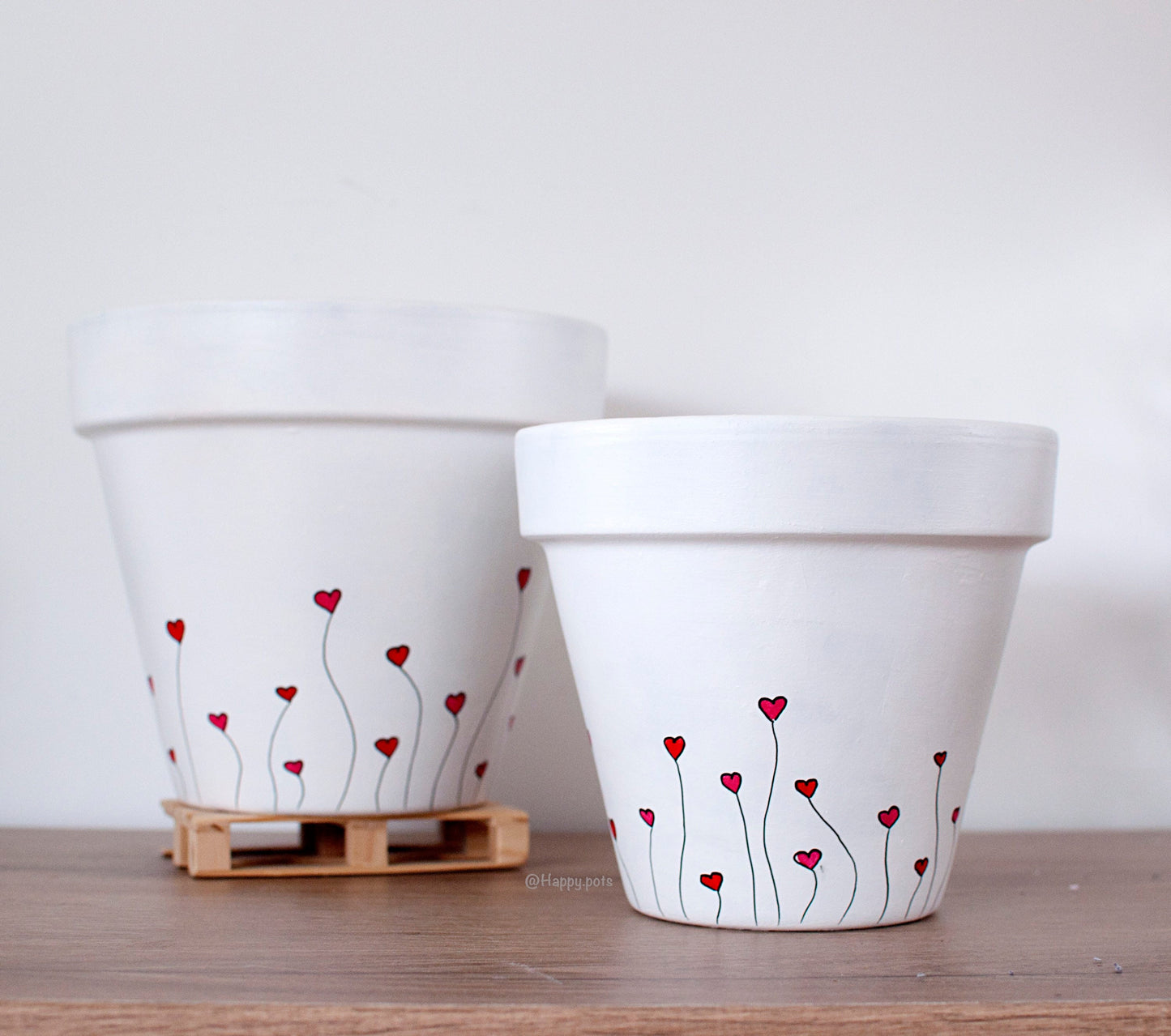 Cache pot / Pot de fleurs en terre cuite personnalisé : Flowers <3