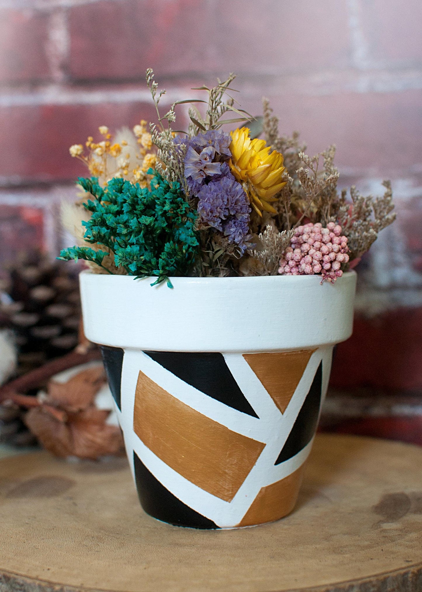 Pot de fleur en terre cuite : Black Gold/Silver