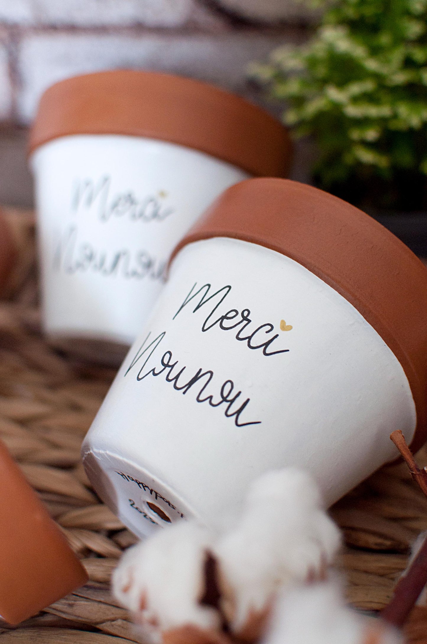Cache pot / Pot en terre cuite personnalisé : Merci nounou / Super nounou / Nounou en or