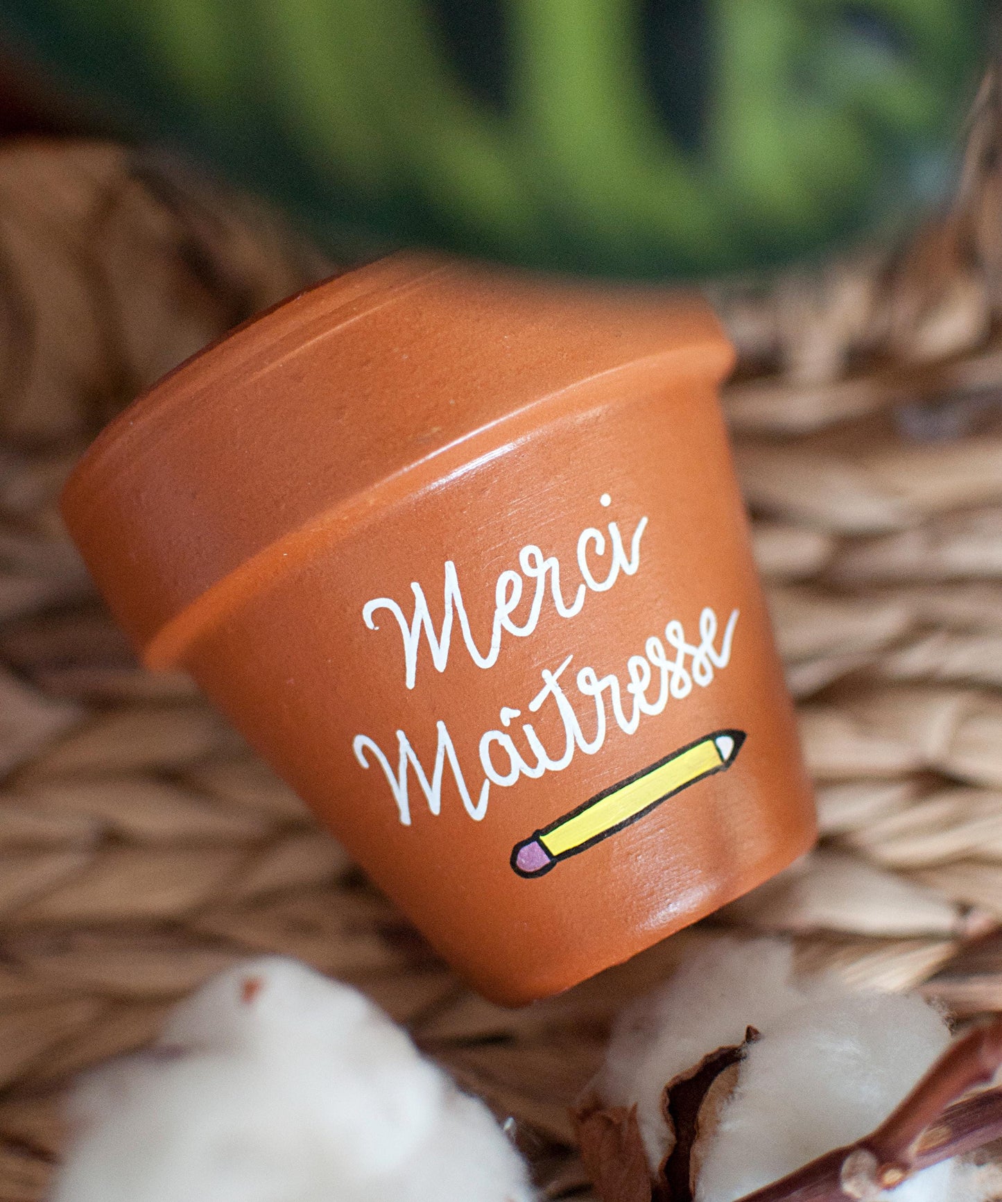 Cache pot / Pot en terre cuite personnalisé pour la fin d’année scolaire : Merci Maitresse / Super Atsem /Super AESH - Pot Terra Cotta