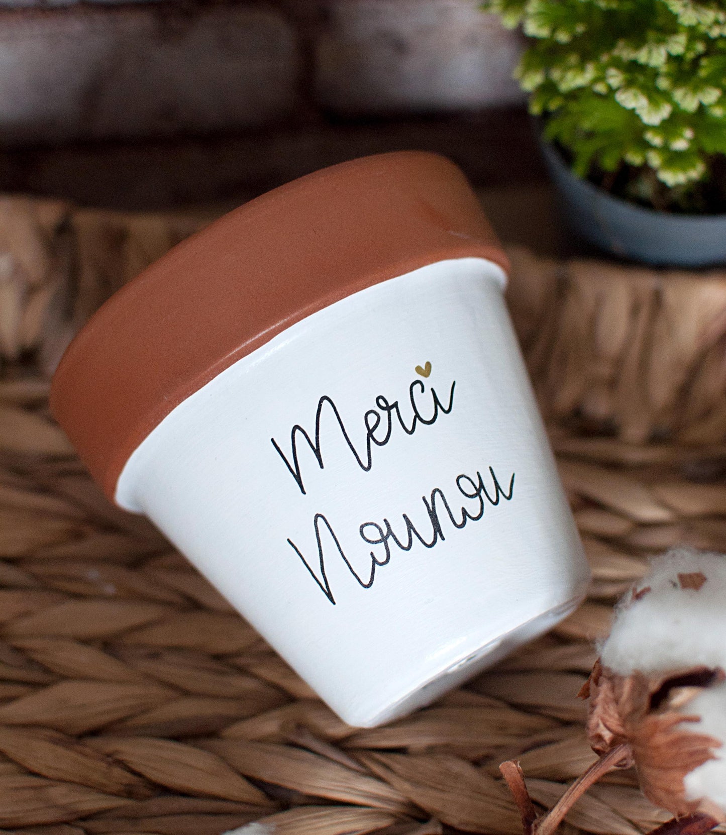 Cache pot / Pot en terre cuite personnalisé : Merci nounou / Super nounou / Nounou en or
