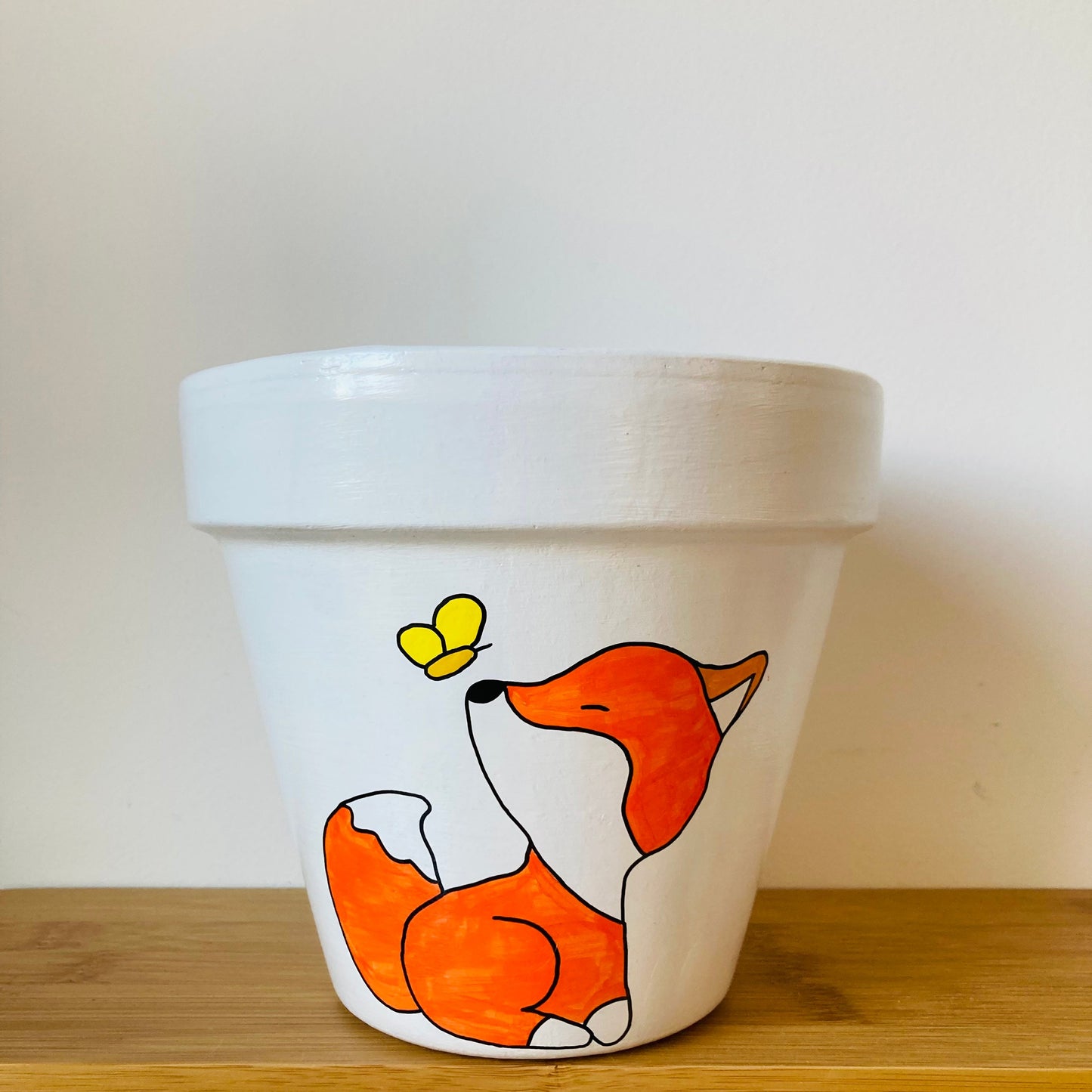 Cache pot / pot de fleur en terre cuite : Foxy le renard