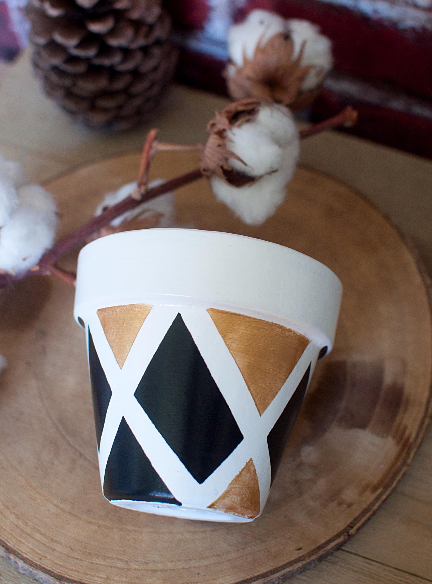 Pot de fleur en terre cuite : Black Gold/Silver