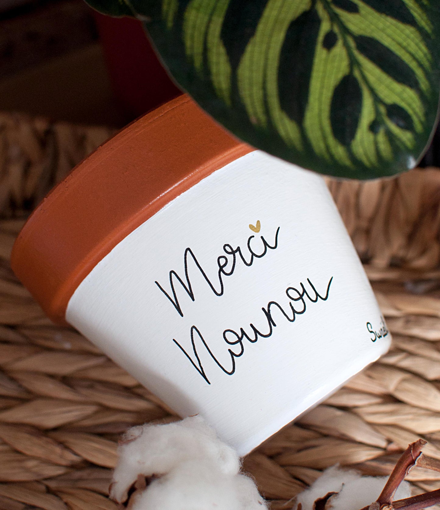 Cache pot / Pot en terre cuite personnalisé : Merci nounou / Super nounou / Nounou en or