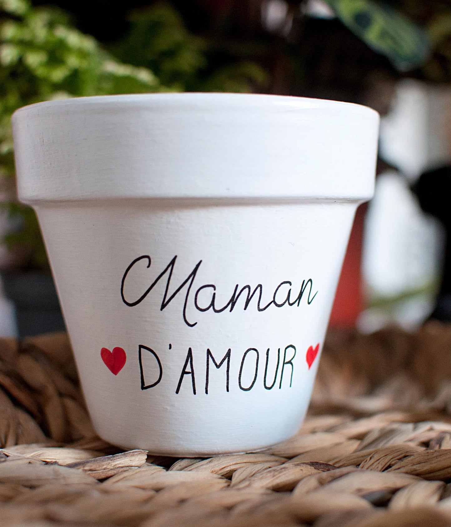 Pot de fleurs / cache pot en terre cuite : Maman d'amour