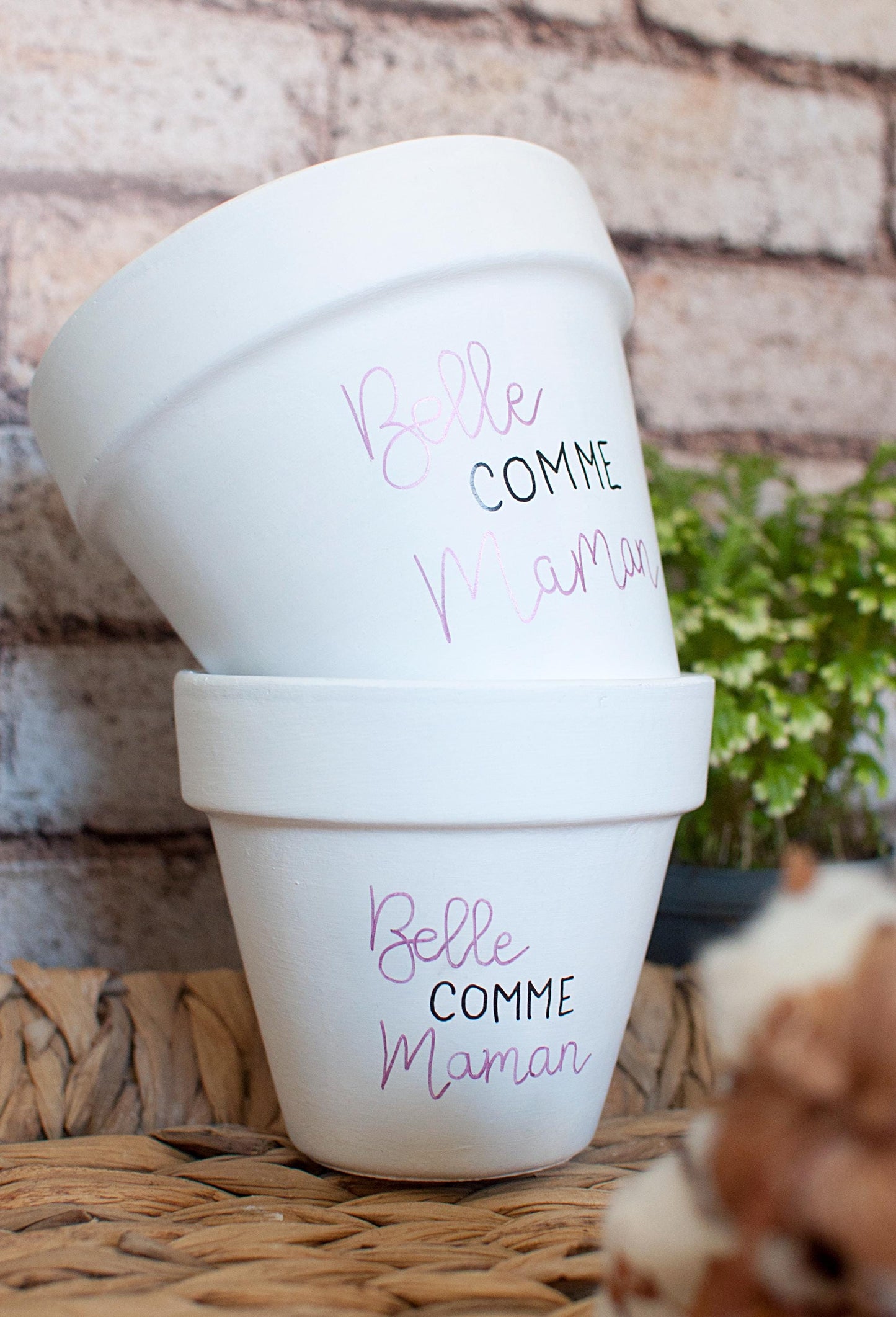 Cache pot / Pot de fleurs en terre cuite personnalisé  : Belle comme maman [Cadeau fête des mères / cadeau maman / bonne fête maman]