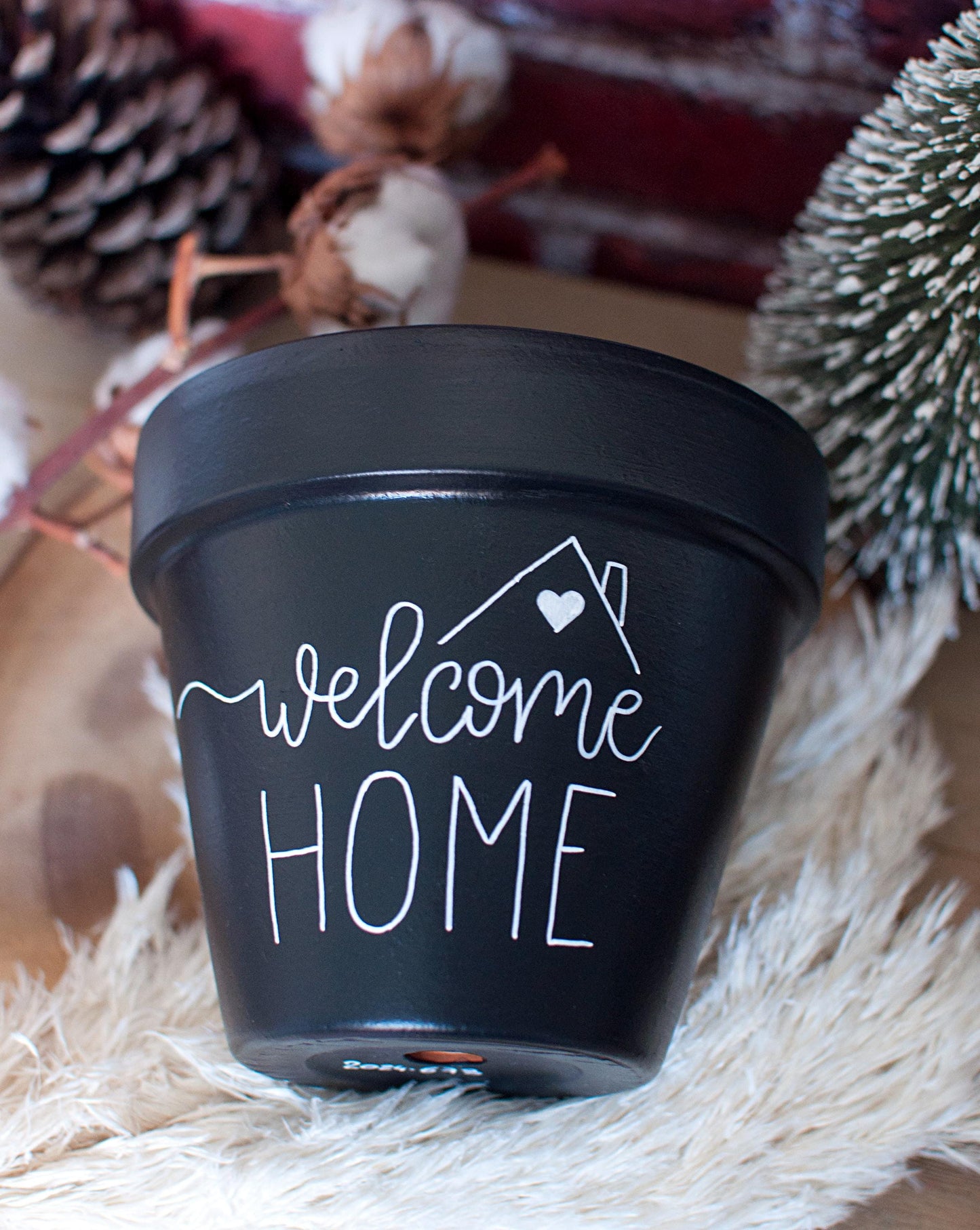 Pot de fleur en terre cuite : Welcome Home