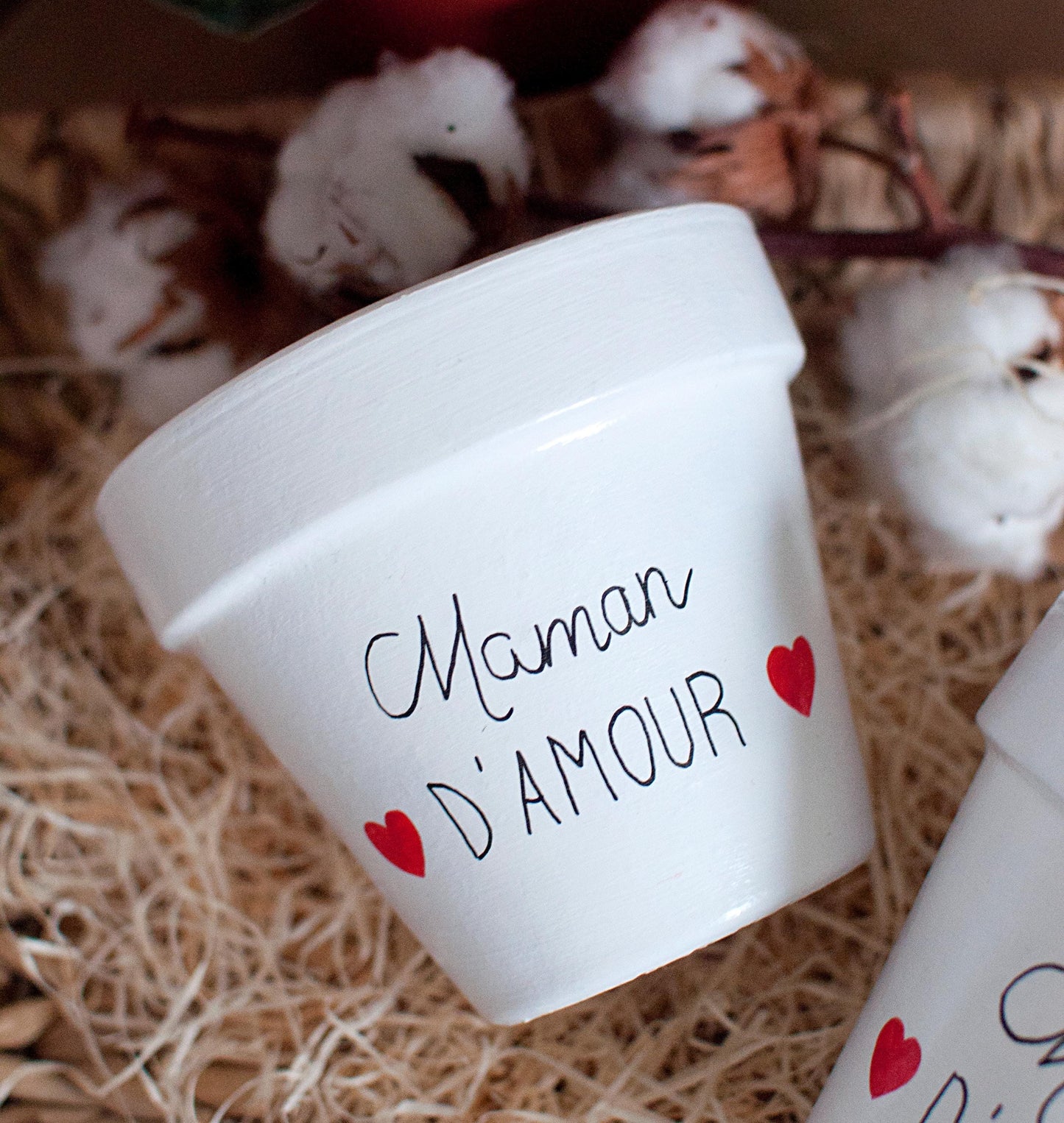Pot de fleurs / cache pot en terre cuite : Maman d'amour