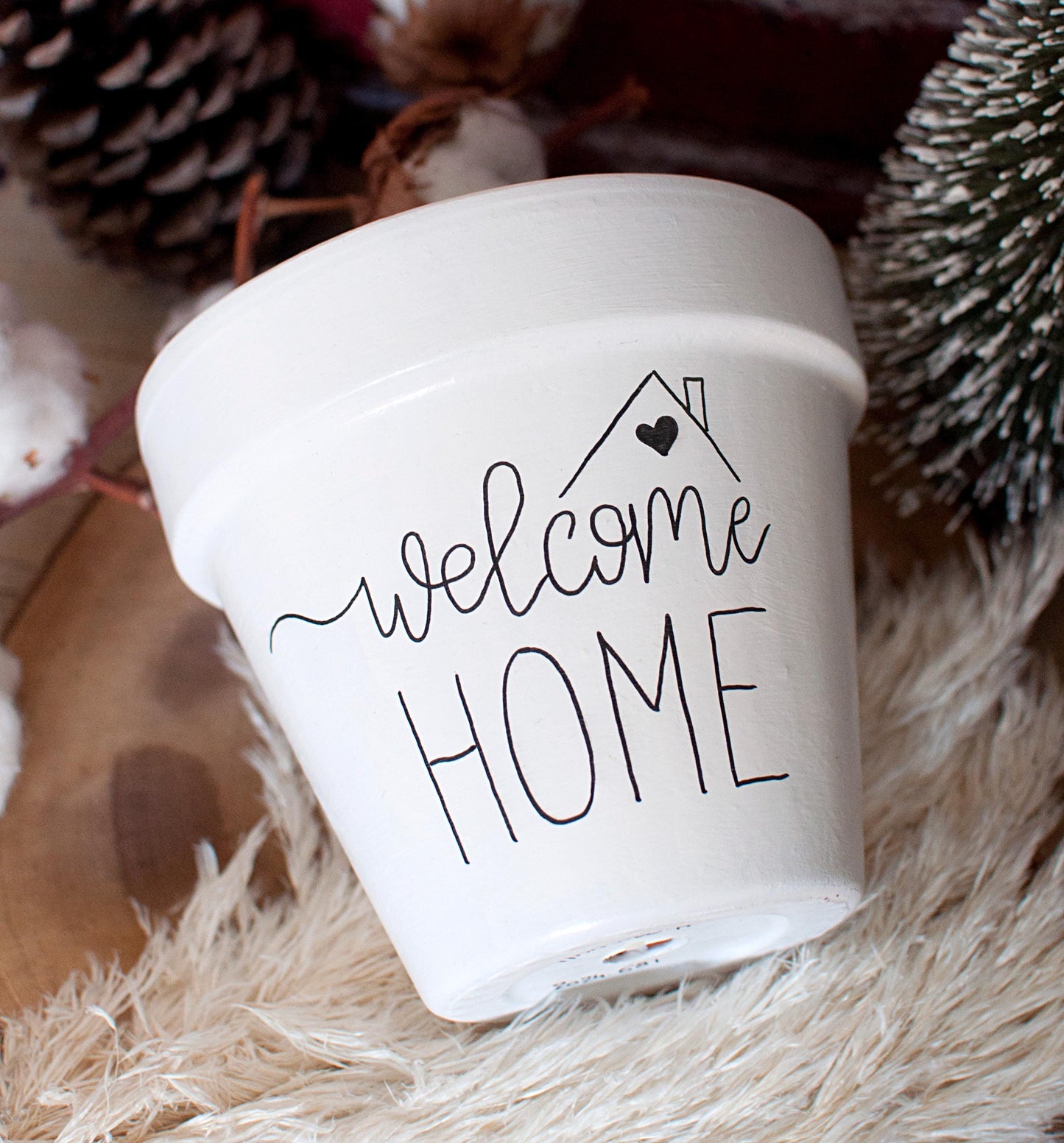 Pot de fleur en terre cuite : Welcome Home