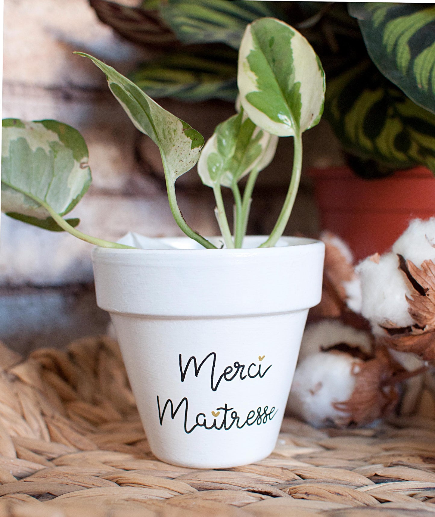 Cache pot / Pot en terre cuite personnalisé : Maîtresse en or / merci Maîtresse [Cadeau maîtresse / cadeau fin d'année scolaire]