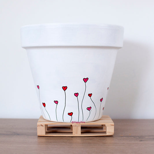 Cache pot / Pot de fleurs en terre cuite personnalisé : Flowers <3