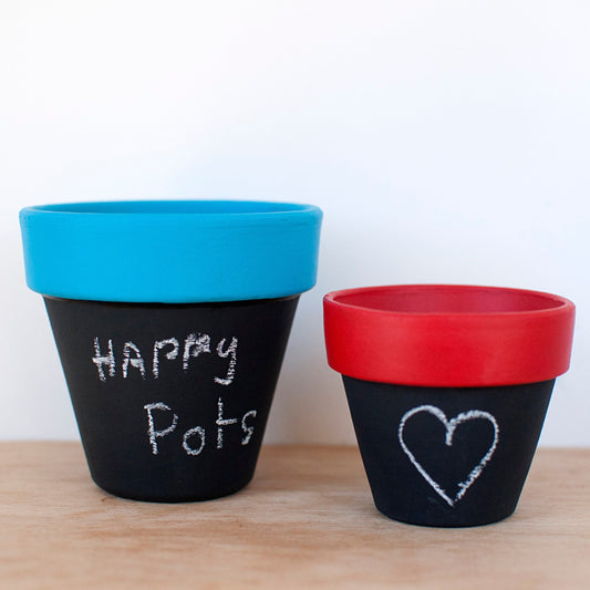 Cache pot / Pot en terre cuite :  bicolore / Ardoise