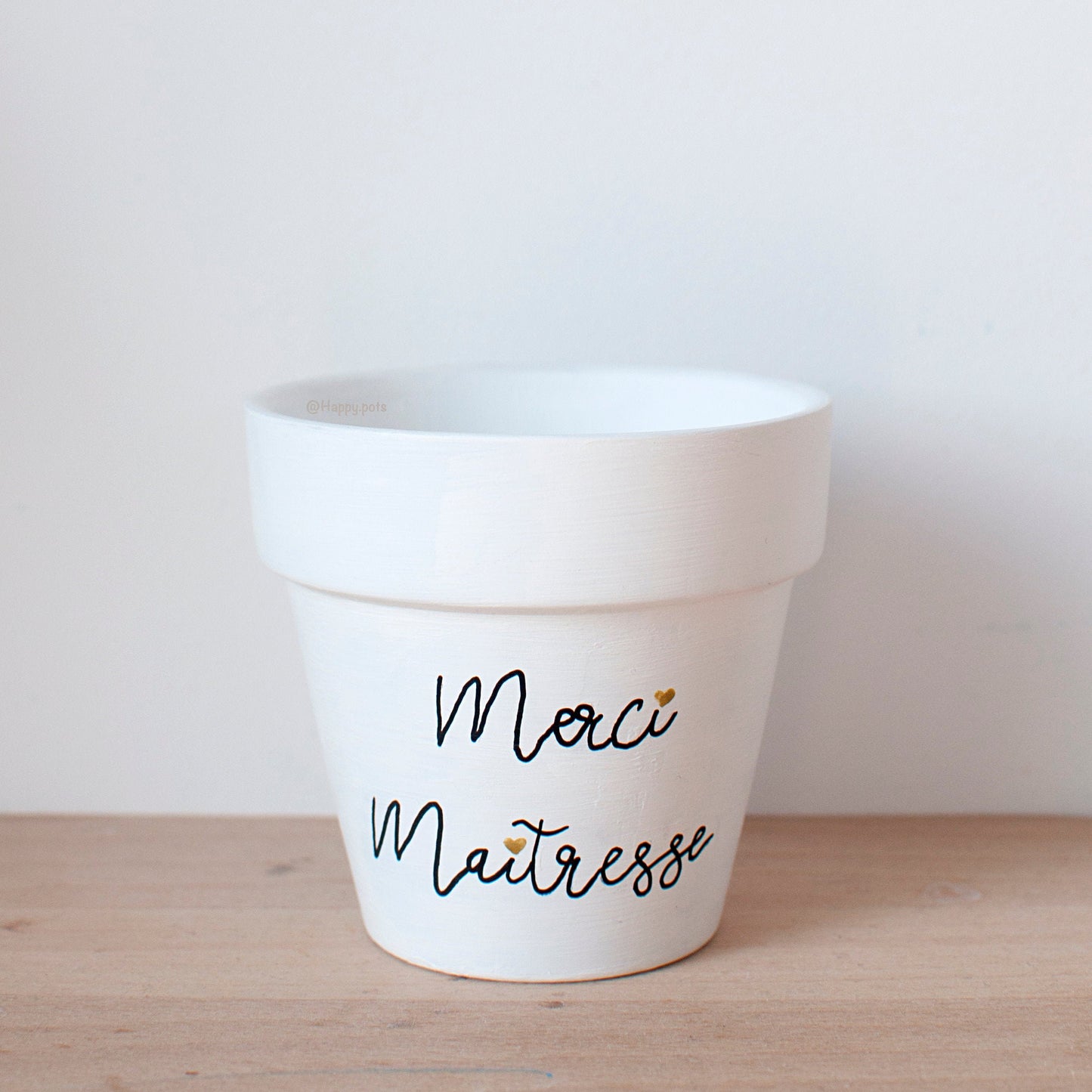 Cache pot / Pot en terre cuite personnalisé : Maîtresse en or / merci Maîtresse [Cadeau maîtresse / cadeau fin d'année scolaire]