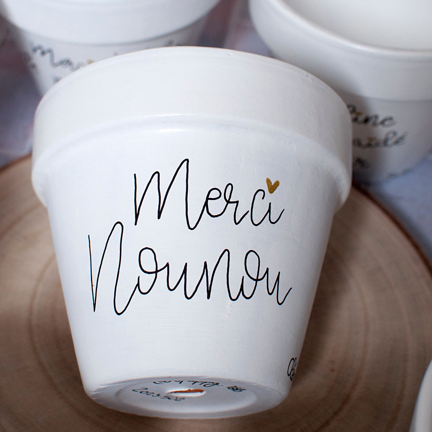 Cache pot / Pot en terre cuite personnalisé : Merci nounou / Super nounou / Nounou en or [cadeau nounou / cadeau nounou personnalisé]