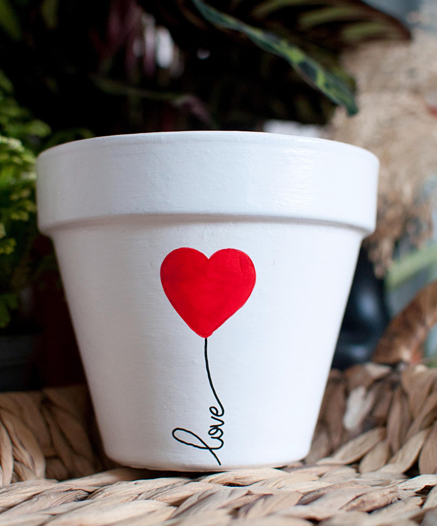 Cache pot / Pot en terre cuite : Ballon Love [Amour / Love / Cadeau]