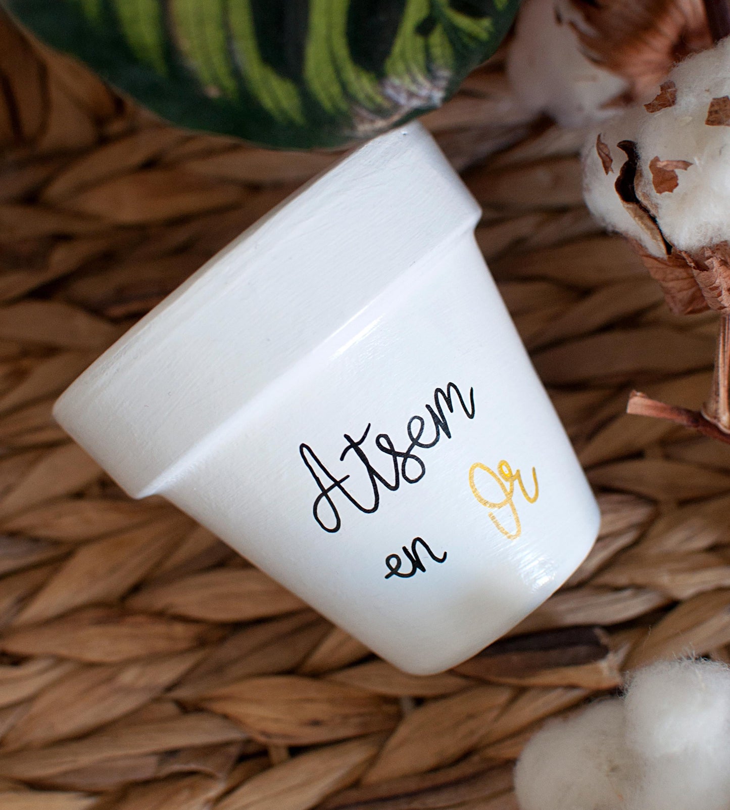 Cache pot / Pot en terre cuite personnalisé : Atsem en or / super Atsem