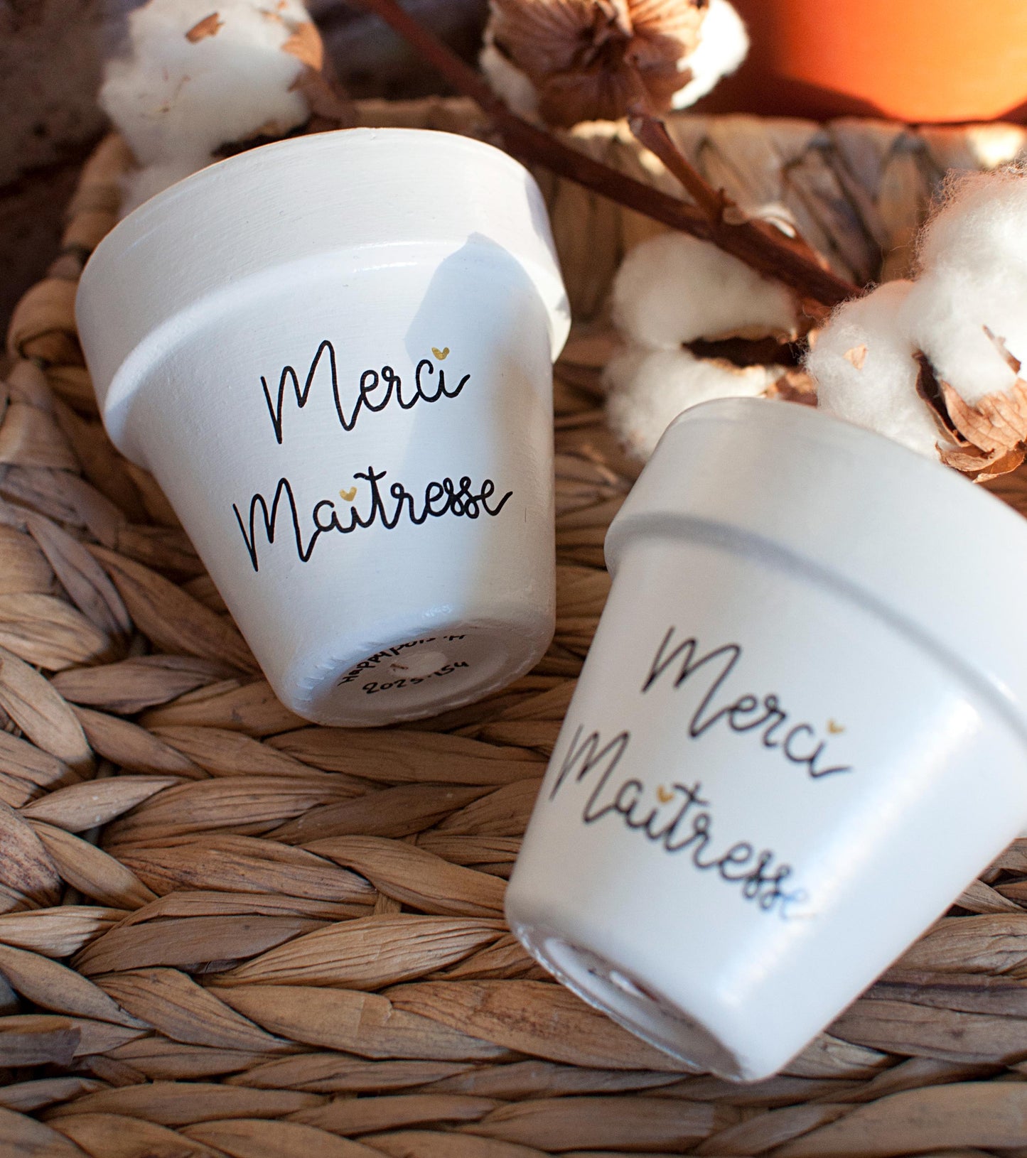 Cache pot / Pot en terre cuite personnalisé : Maîtresse en or / merci Maîtresse [Cadeau maîtresse / cadeau fin d'année scolaire]