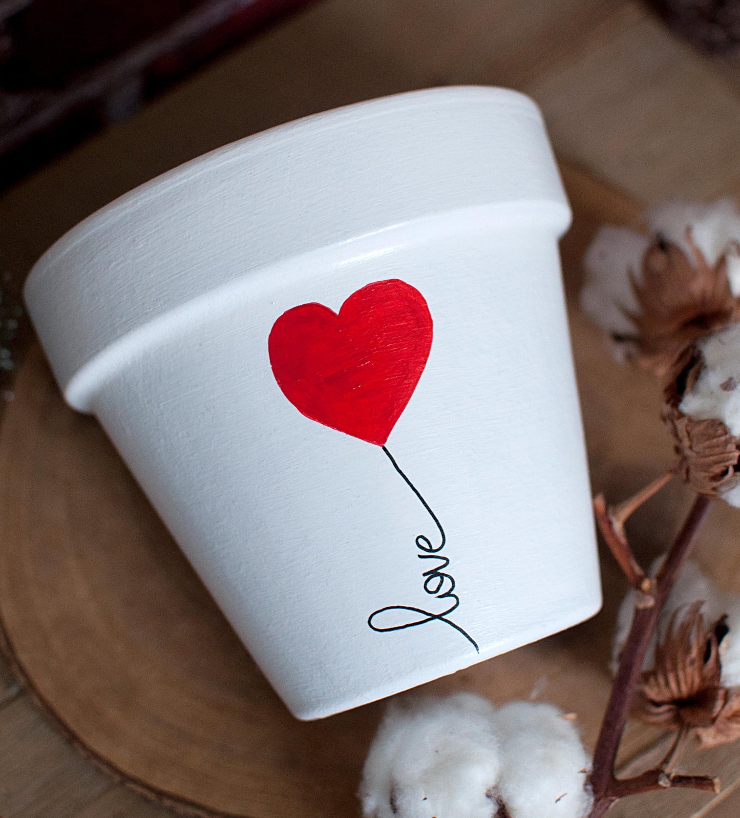 Cache pot / Pot en terre cuite : Ballon Love [Amour / Love / Cadeau]