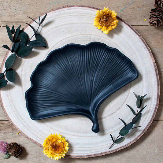 Plateau Ginkgo en Jesmonite : Noir