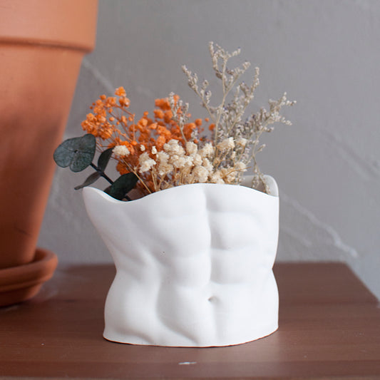 Vase pour fleurs séchées ou pot à crayon en Jesmonite : Mister bidou