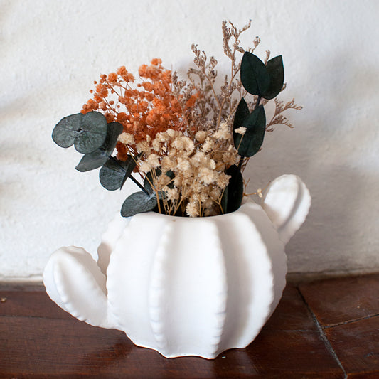 Vase pour fleurs séchées en Jesmonite : Cactus - Blanc