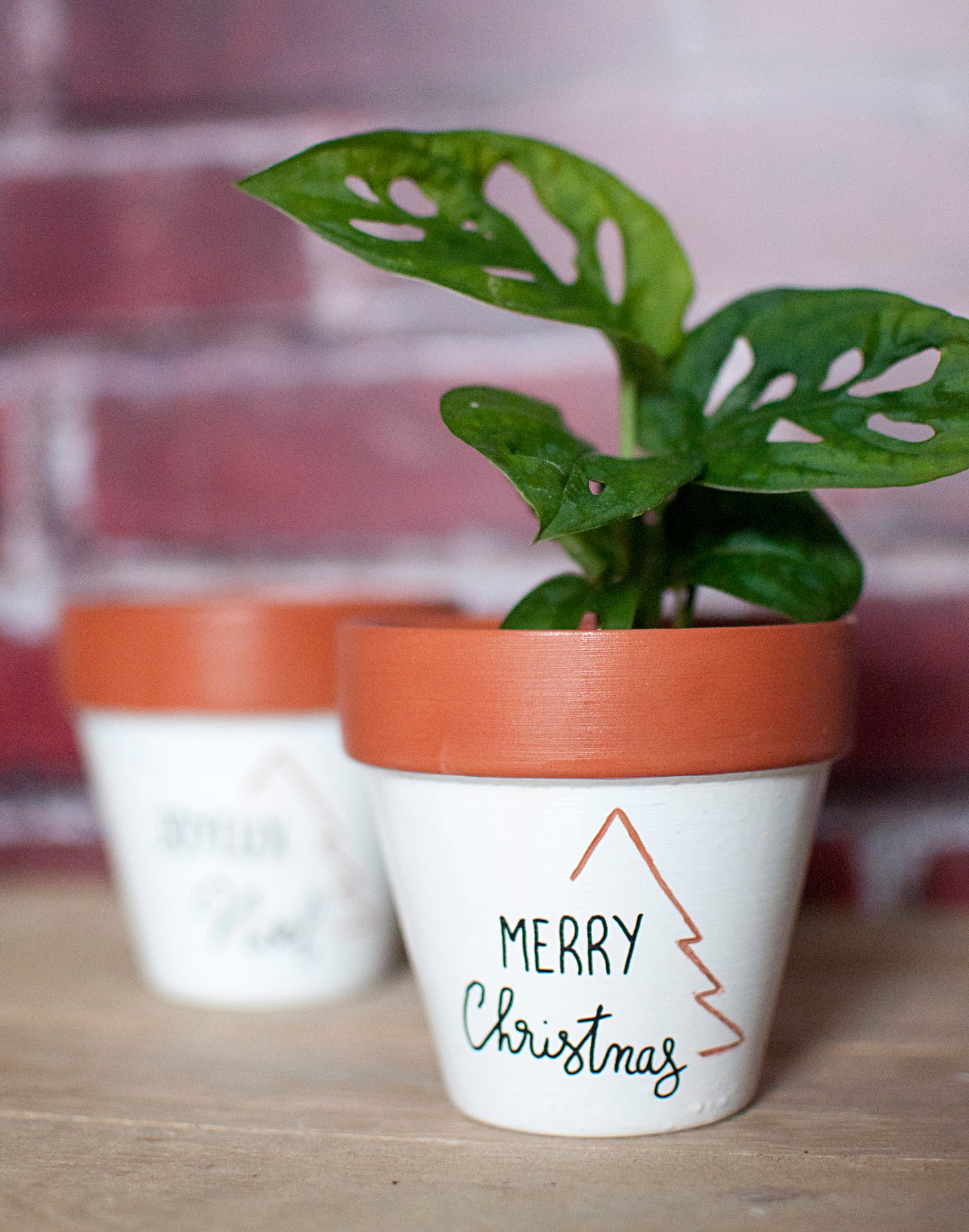 Cache pot / Pot en terre cuite : Joyeux Noël / Merry Christmas [Décoration Noël / Idée Noël / Cadeau personnalisé]