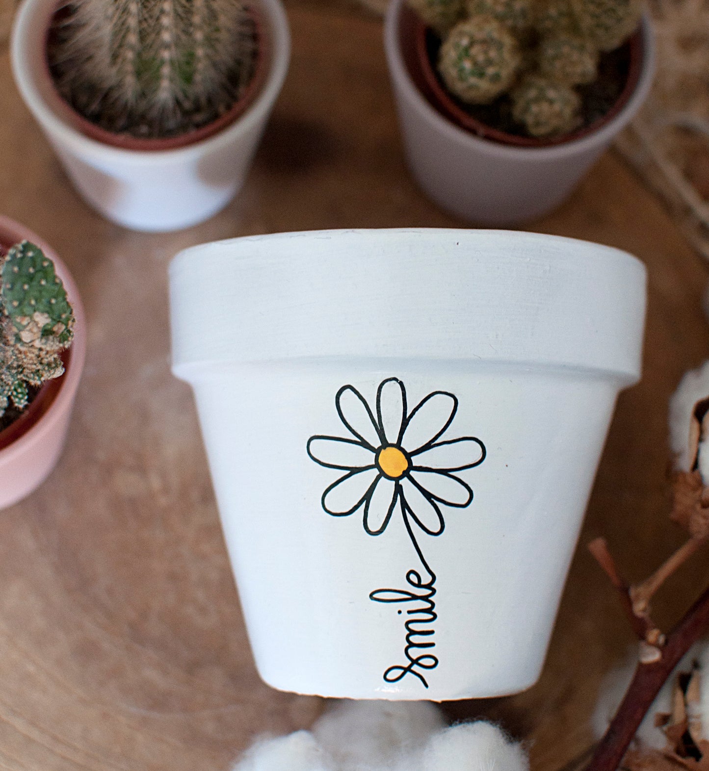 Cache pot / pot de fleur en terre cuite : Smile