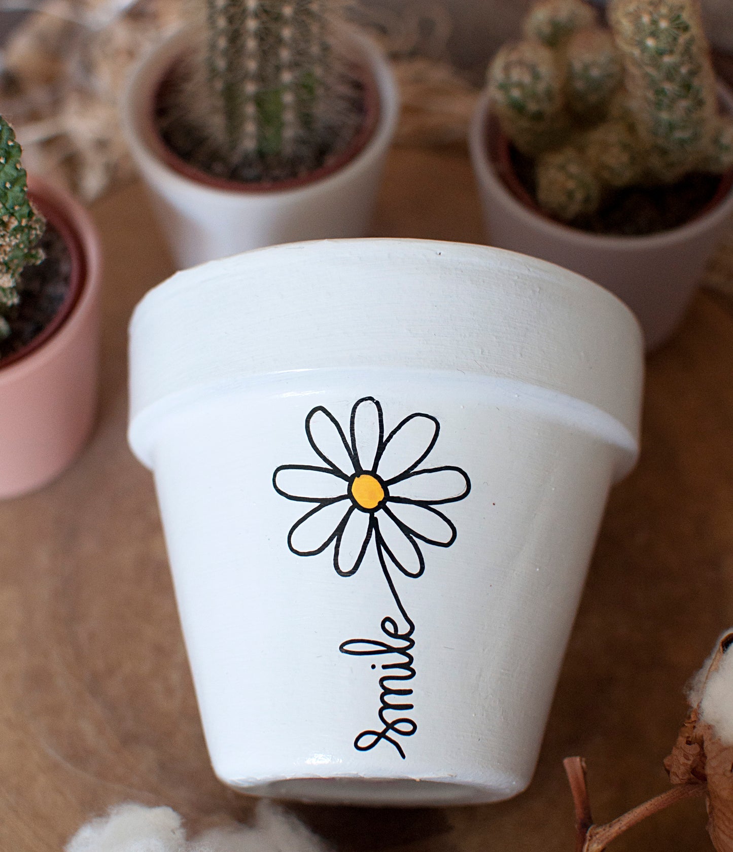 Cache pot / pot de fleur en terre cuite : Smile