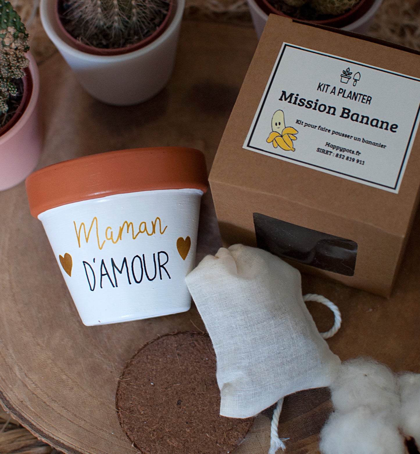 Kit à planter "Maman d'amour" + pot en terre cuite 8 cm de diamètre