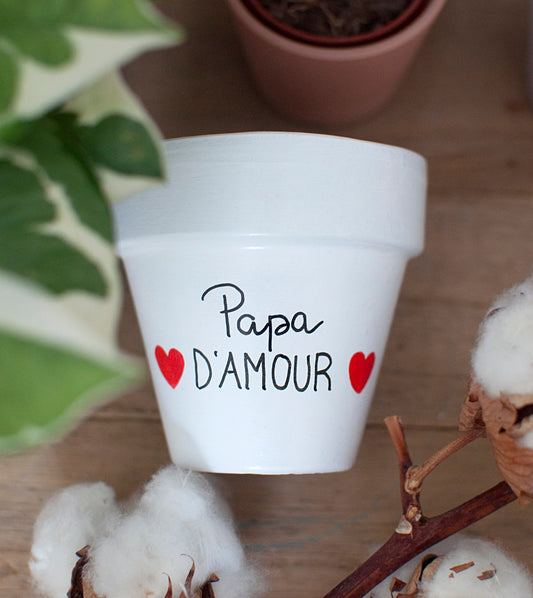 Pot de fleurs / cache pot en terre cuite : Papa d'amour