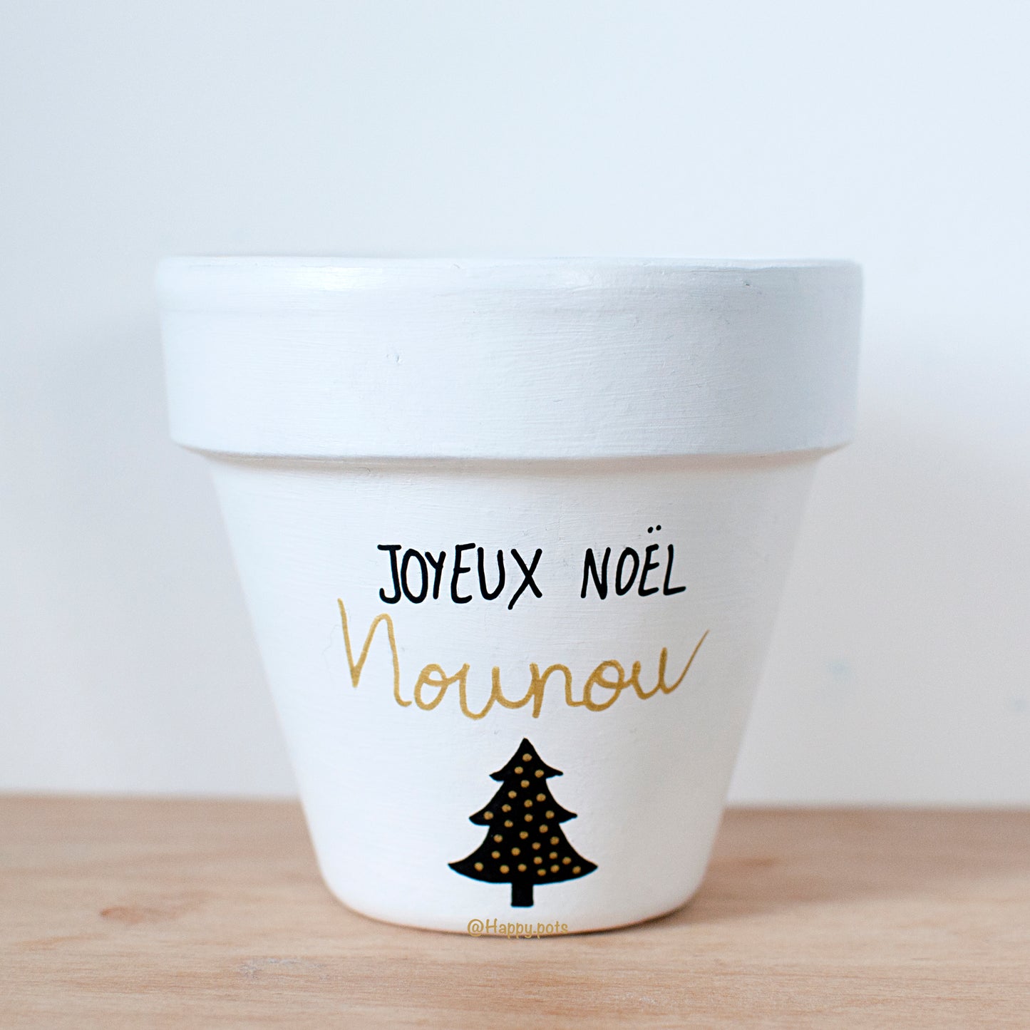 Bougie en terre cuite 9 cm : Joyeux Noel Maîtresse / Nounou / prénom à personnaliser