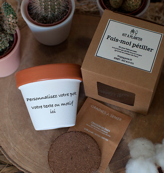 Kit à planter à personnaliser + pot en terre cuite 8 cm de diamètre