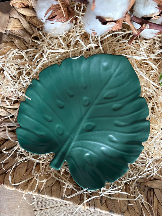 Plateau en jesmonite : Feuille de Monstera