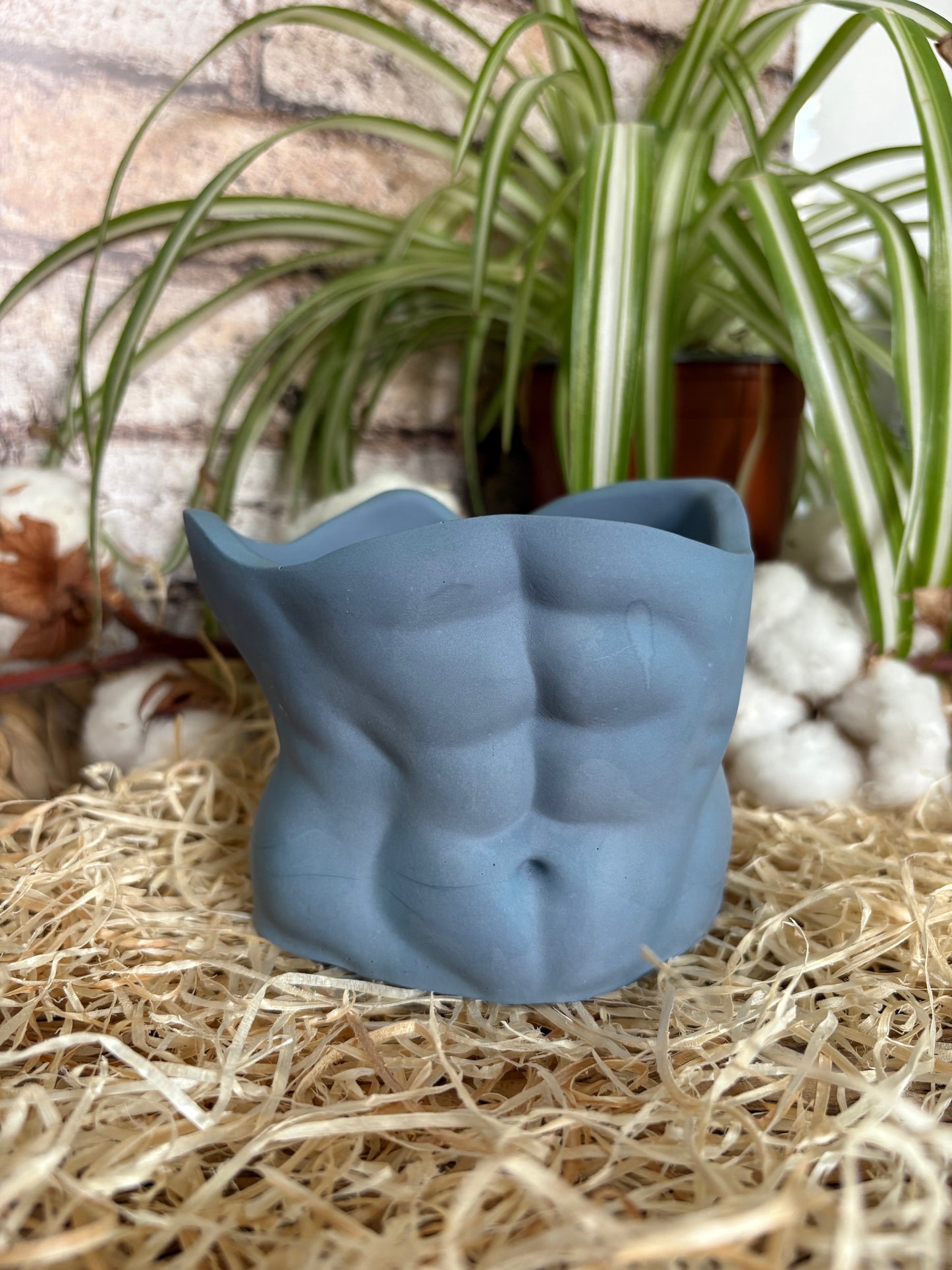 Vase pour fleurs séchées ou pot à crayon en Jesmonite : Mister bidou - Bleu