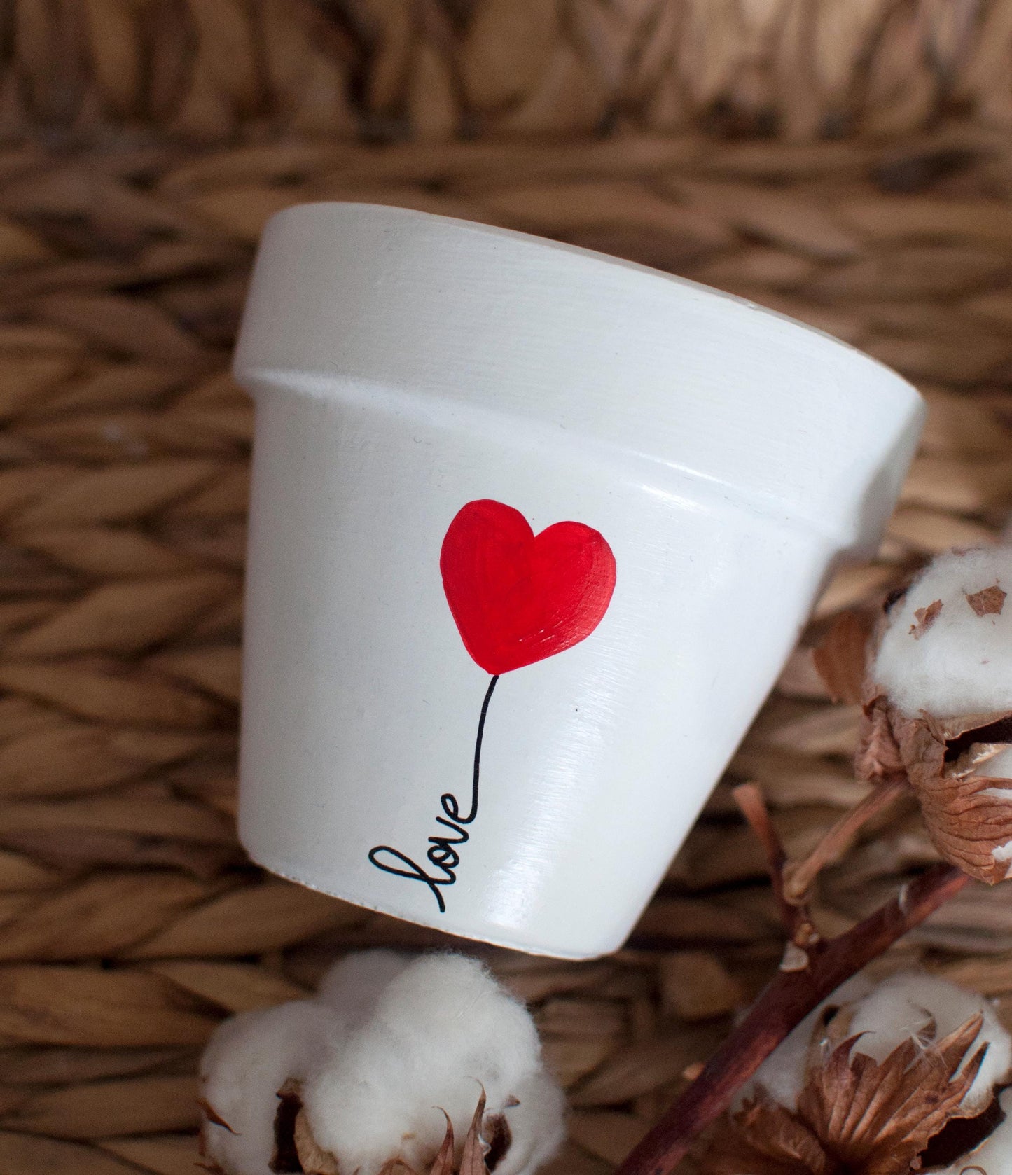 Cache pot / Pot en terre cuite : Ballon Love [Amour / Love / Cadeau]