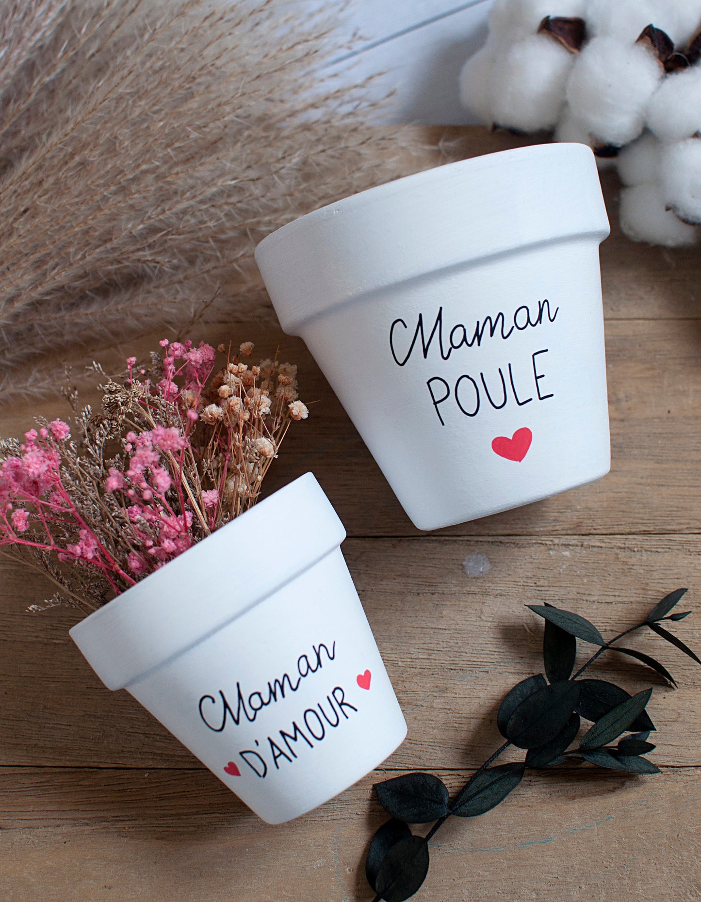 Pot de fleurs / cache pot en terre cuite : Maman d'amour