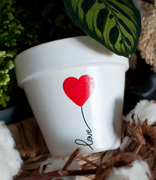 Cache pot / Pot en terre cuite : Ballon Love [Amour / Love / Cadeau]