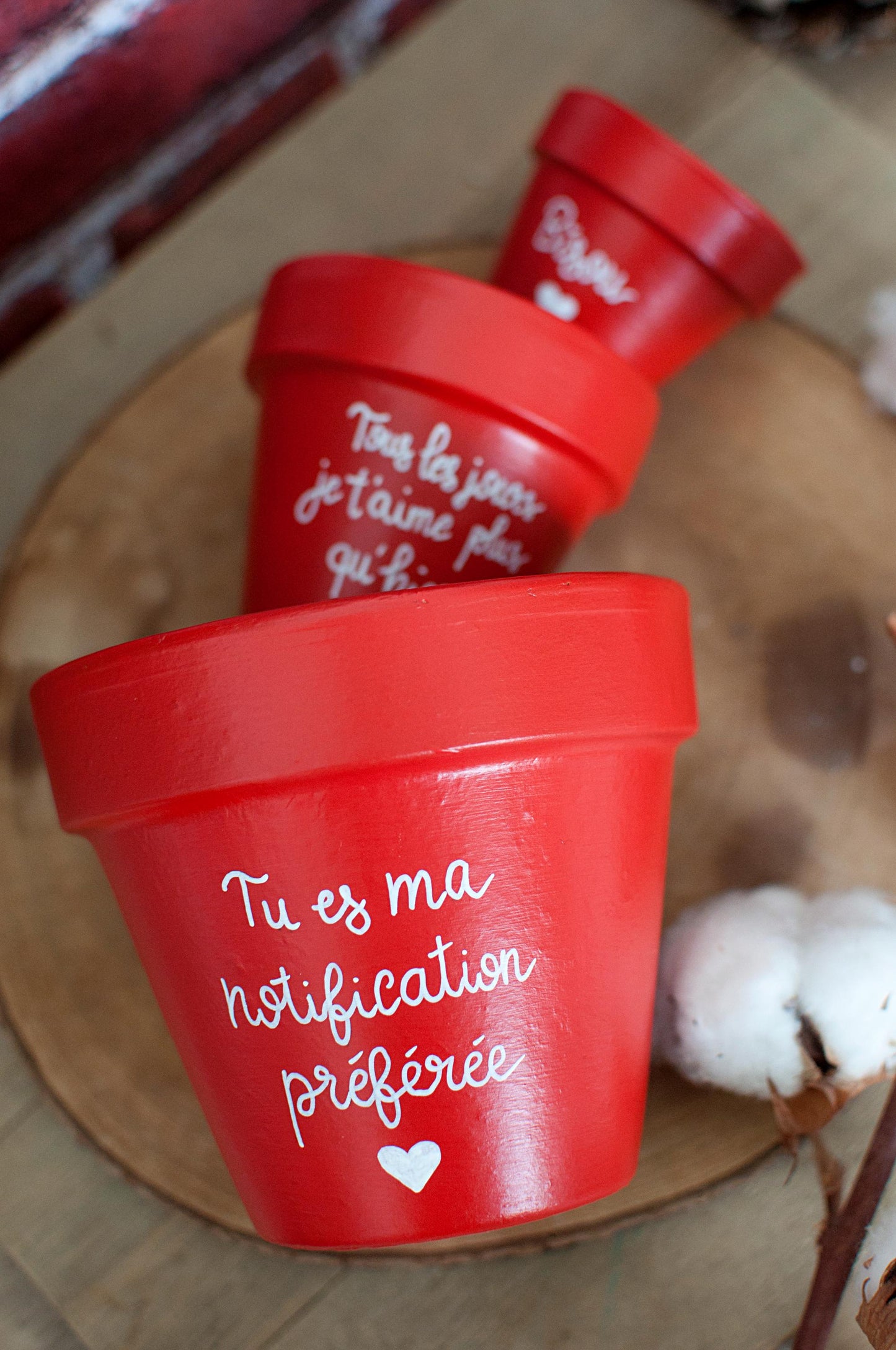 Cache pot / pot en terre cuite personnalisé «  Tu es ma notification préférée »
