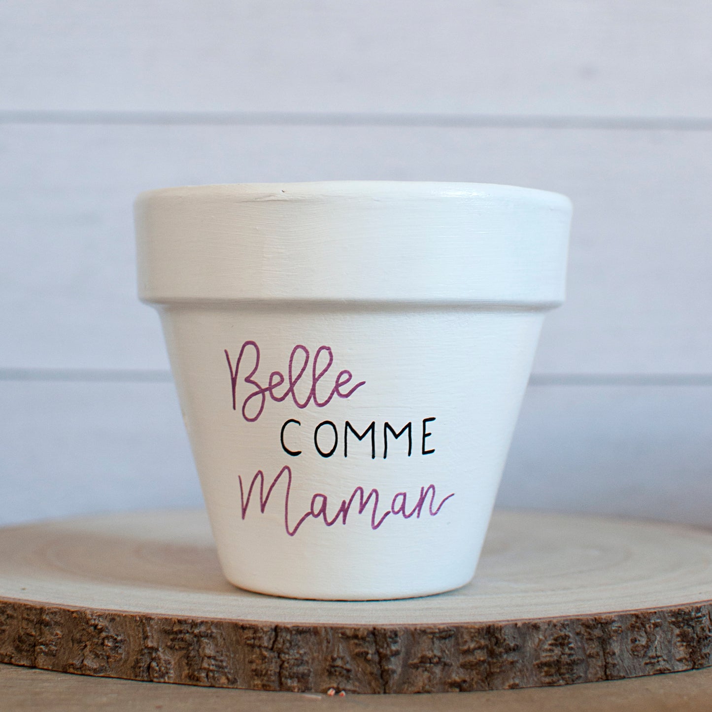 Cache pot / Pot de fleurs en terre cuite personnalisé  : Belle comme maman [Cadeau fête des mères / cadeau maman / bonne fête maman]